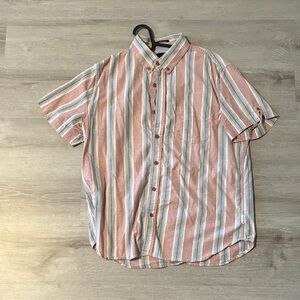 Ben Sherman Men's Button-Down Shirt - Pink, White, Gray Stripes